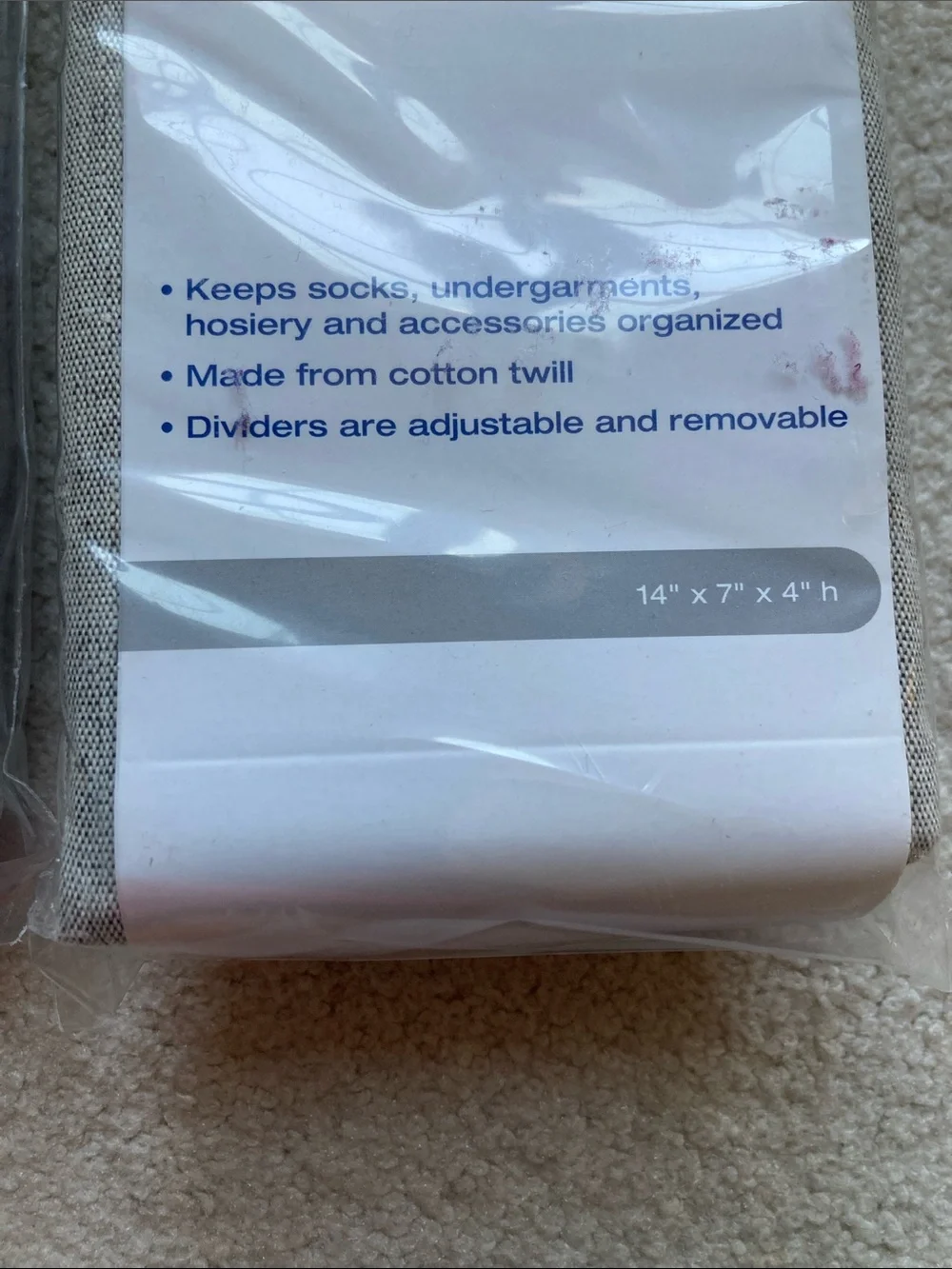 The Container Store bundle of two cocoa twill section drawer organizers